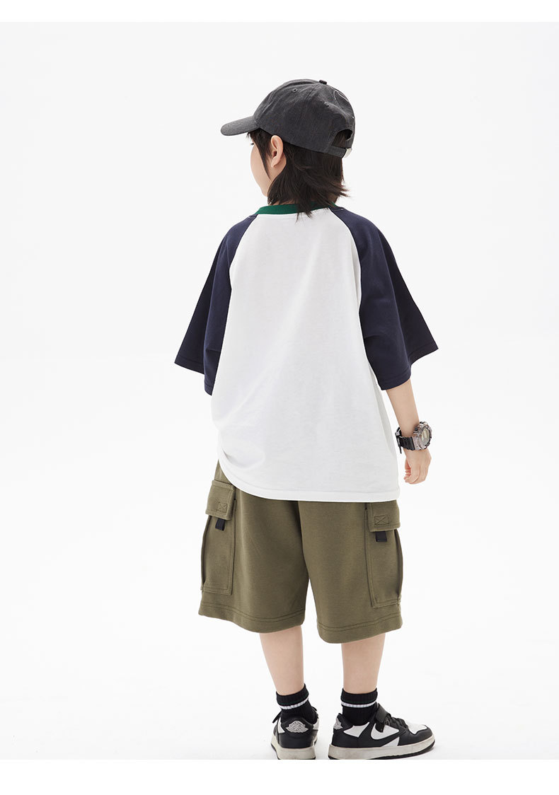 Boys' shorts 2024 Children's Summer new style, large pocket short sweatpants, simple and versatile for kids, capri pants, stylish pic 34