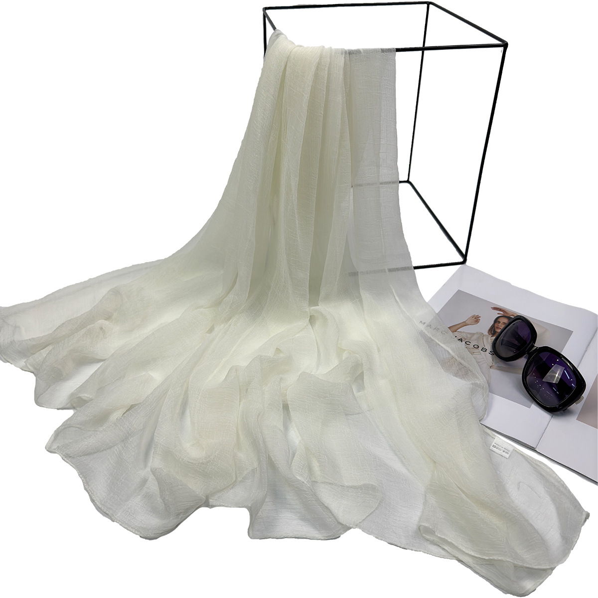 新款欧美出口纯色夏季防晒丝巾沙滩巾披肩 工厂批发定 制详情1