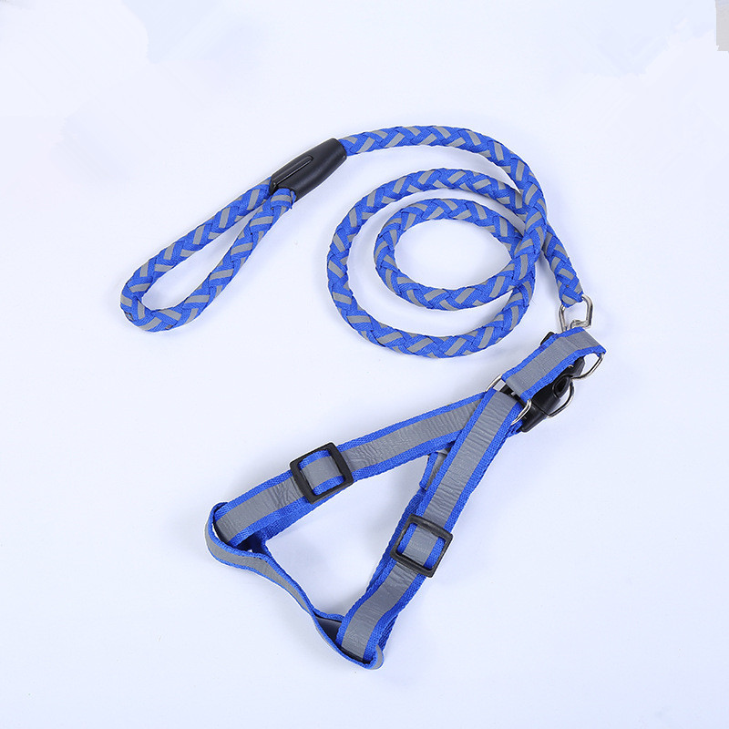 厂家批发家用宠物牵引绳小型犬反光手编圆绳带胸背狗绳宠物用品详情8