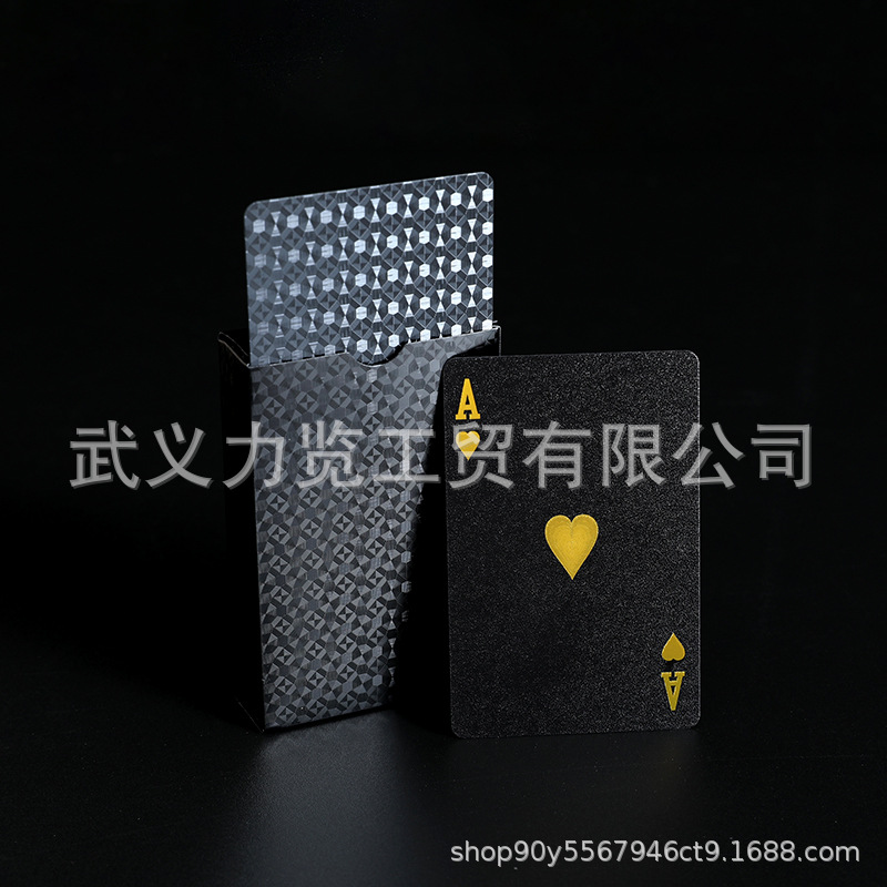 美元扑克牌金箔扑克牌 银箔扑克牌批发 金色土豪金扑克黑色塑料牌详情12