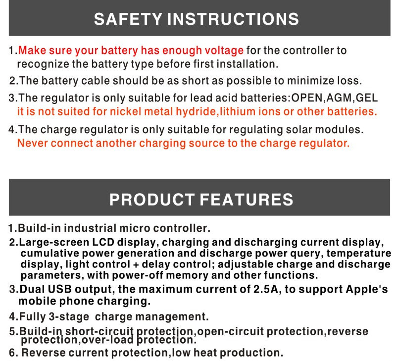 Dual DC current display 12V24V solar charging controller LCD USB solar controller for charging mobile phones pic 6