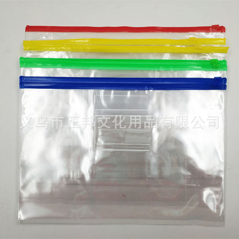 Factory wholesale transparent PVC edge bags, a4 file bags, custom zipper file bags, custom-made advertising logos pic 4
