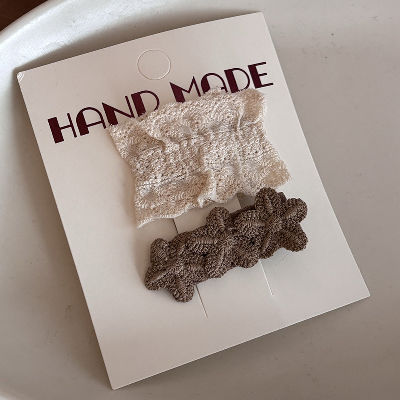 韩国布艺蕾丝奶油米发夹儿童甜美复古宫廷花朵发卡少女刘海夹BB夹详情11