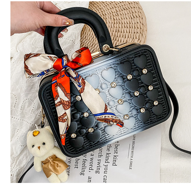 The 2021 Korean version of the trendy tote bag features a ribbon bow, an Instagram niche design with rivets and a slanted crossbody bag made of PU pic 17