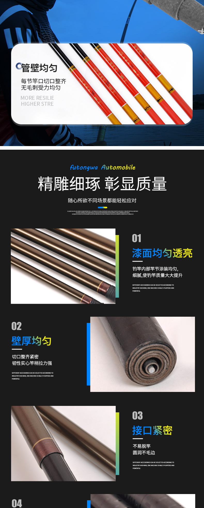 Wholesale fiberglass reinforced plastic fishing rods from the manufacturer, 37-tone stream rods, short-section fishing rods, ultra-light hard crucian carp fishing hand fishing rods pic 9
