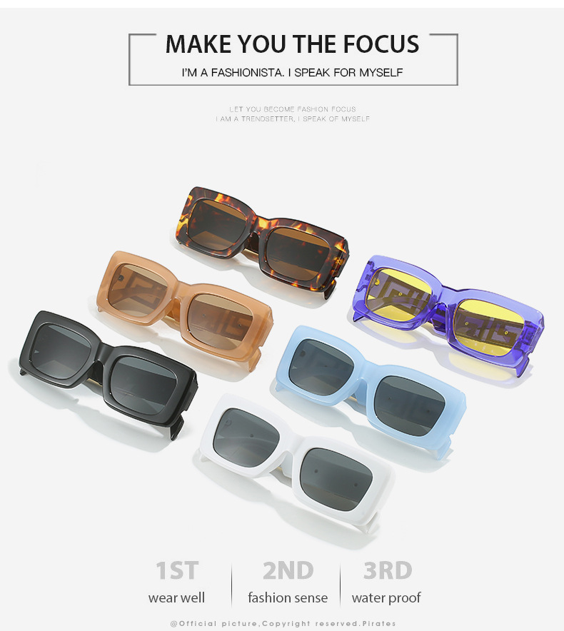 2023跨境新款方框太阳镜 欧美时尚简约品牌设计师百搭街拍墨镜女详情3