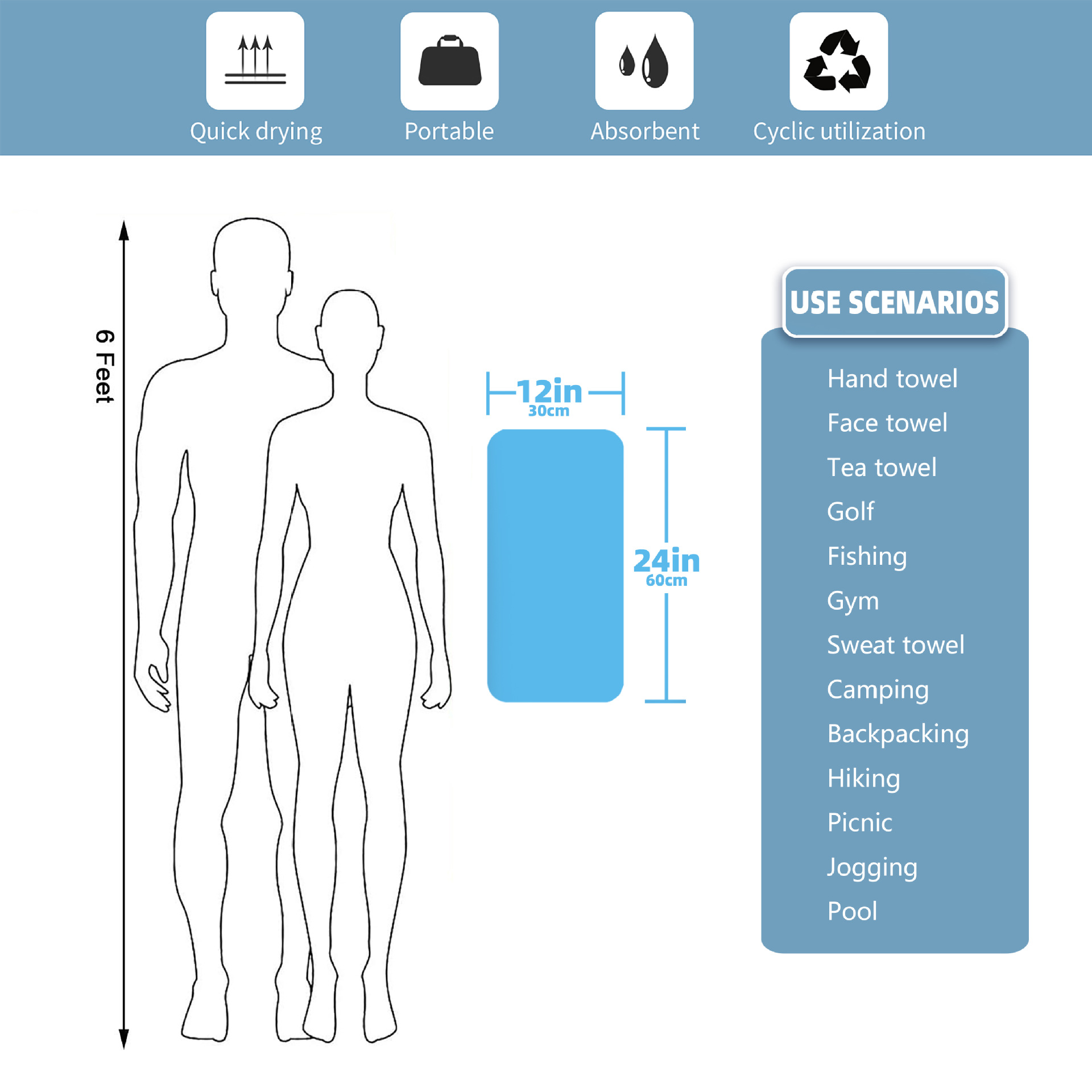 Ultra-fine fiber quick-drying double-sided fleece towel: soft, skin-friendly, quick-drying, sweat-absorbing, sports, travel, yoga, beach towel pic 16