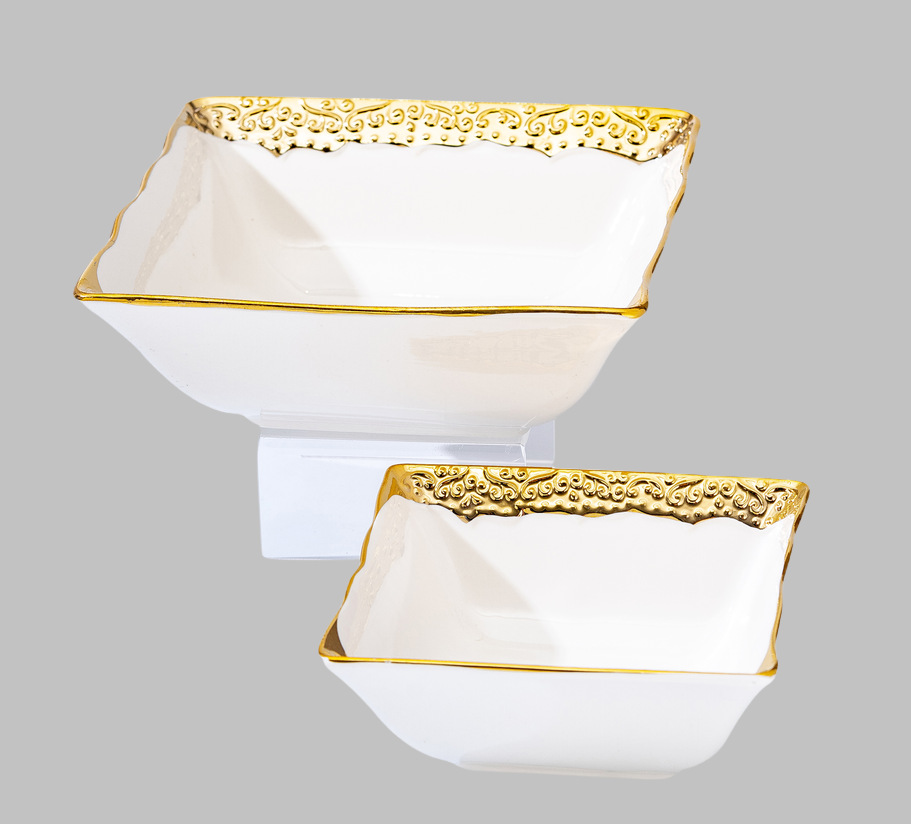 Light luxury ceramic tableware set, high-end gold-plated plates with gold edges, wholesale pic 4