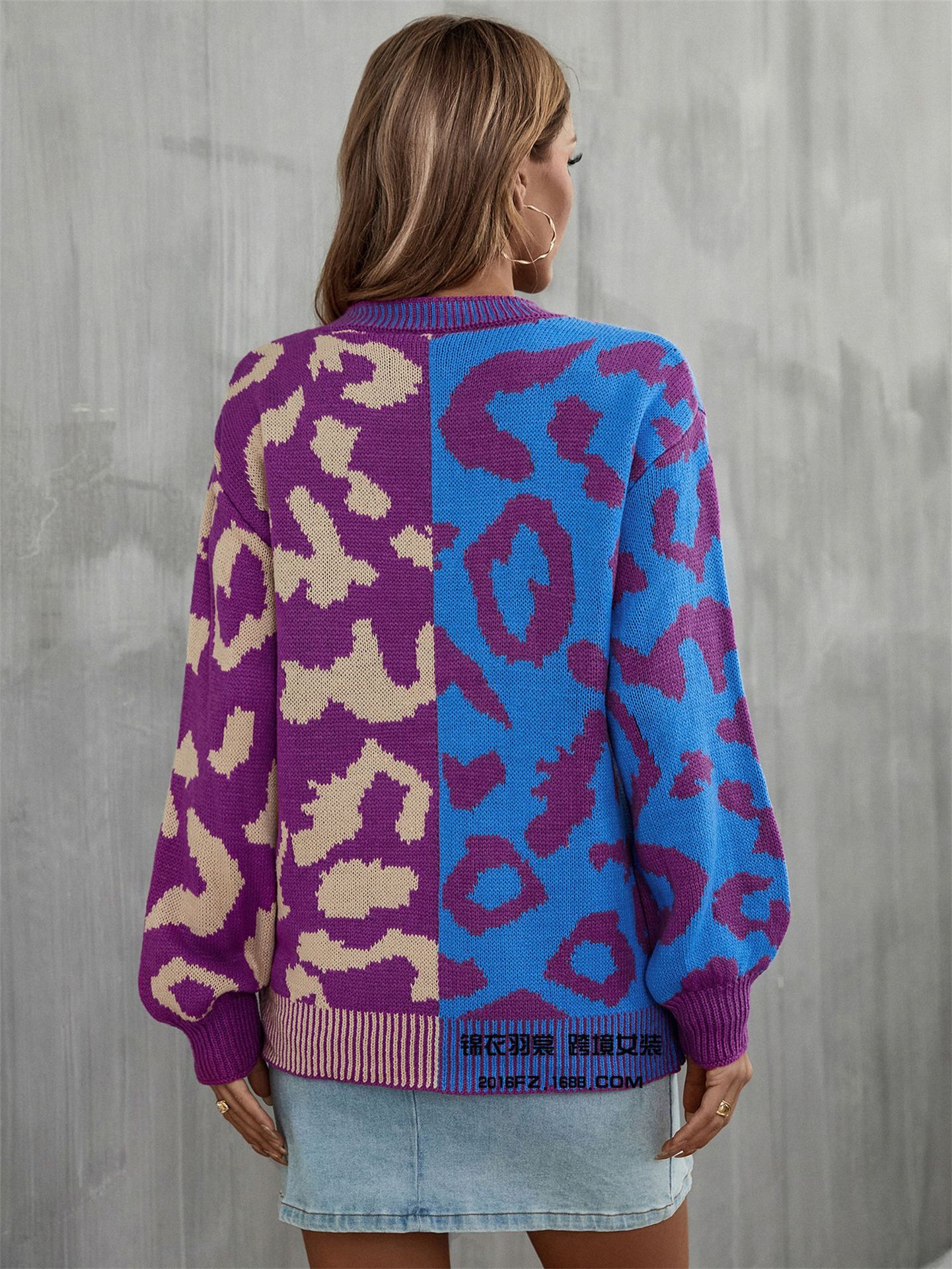 2025 primavera nuevo estilo europeo y americano de comercio exterior estilo de explosión amazon suéter leopardo patchwork mezcla jersey jersey jersey pic 28