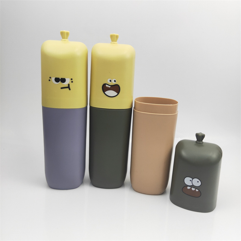 Wholesale of cute two-color toothbrushing cups, student dormitory toothbrush boxes, plastic mouthwash cups, and portable toothbrush cups pic 2