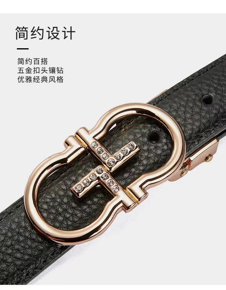 皮带女士真皮韩版百搭休闲自动扣水钻装饰细腰带女韩版学生裤带详情6
