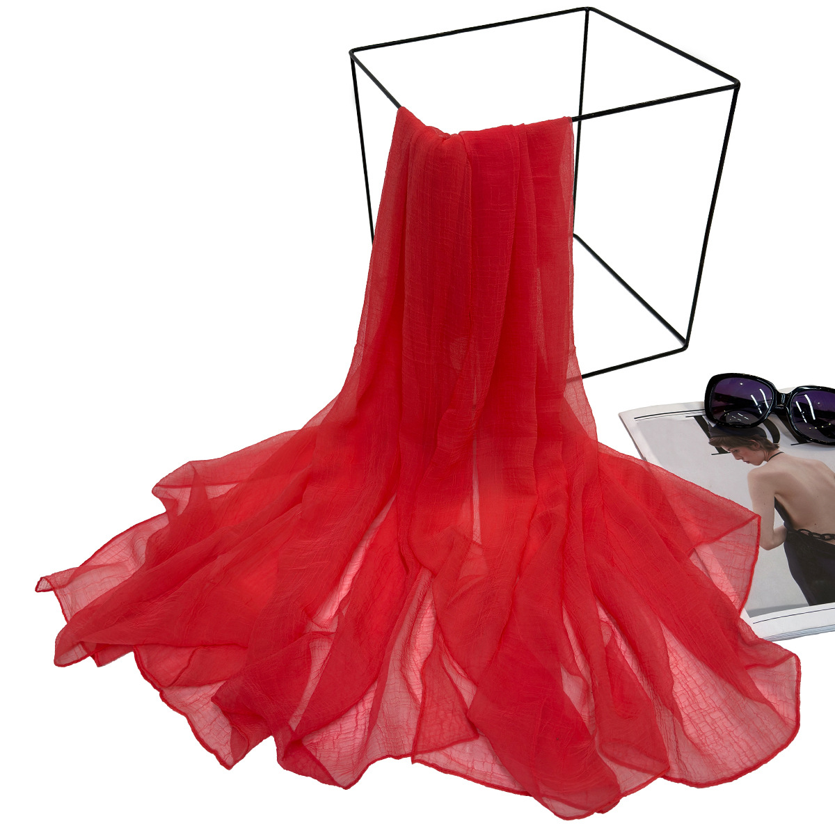 新款欧美出口纯色夏季防晒丝巾沙滩巾披肩 工厂批发定 制详情14