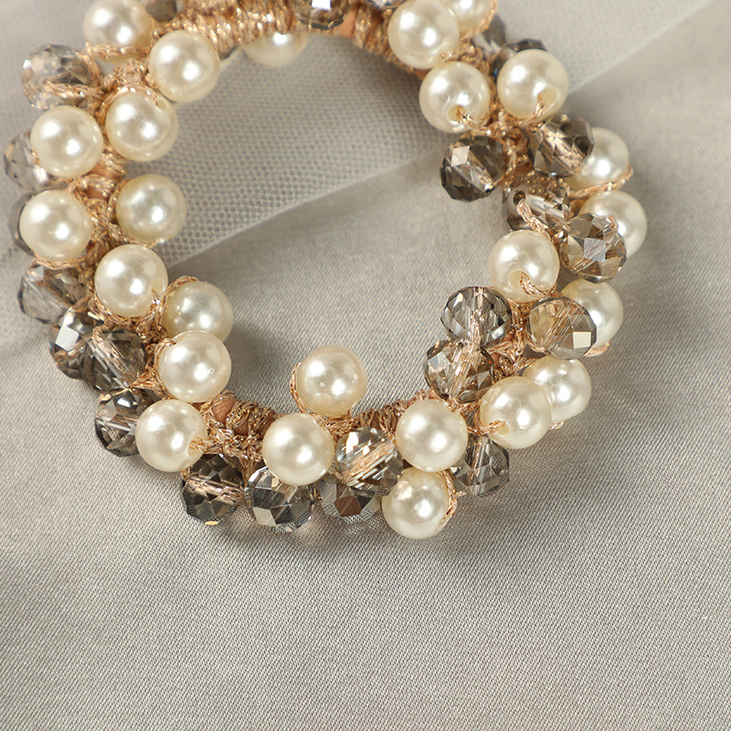 New pearl hair tie Korean style fashionable hair band, elastic crystal hair tie bracelet, forest-tied hair band in stock pic 11