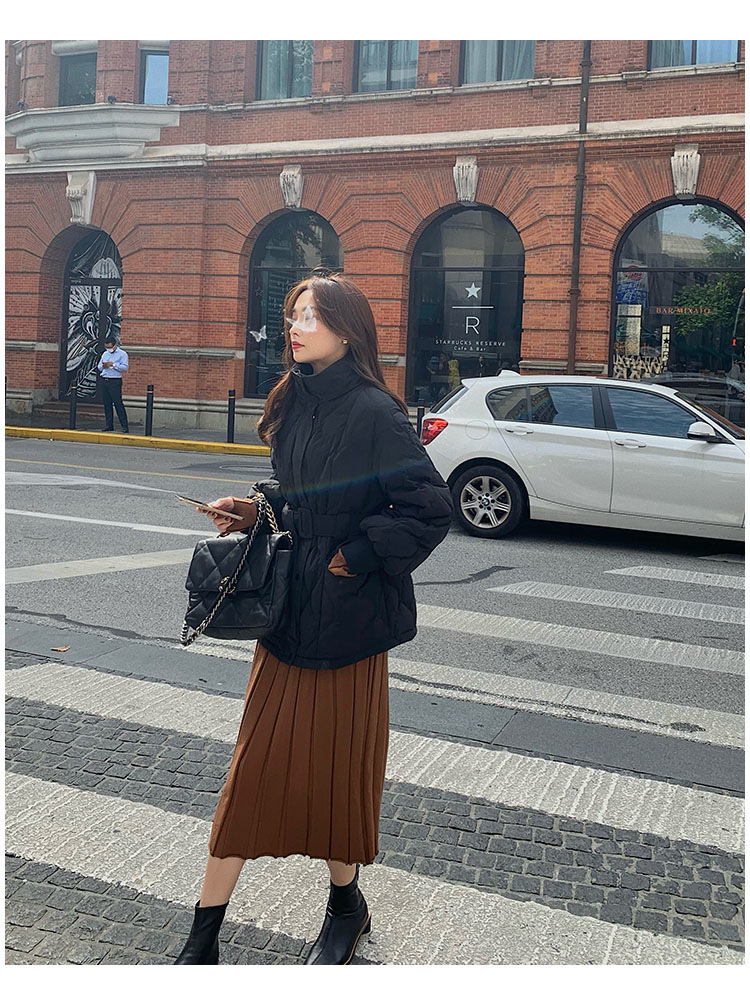 白色羽绒棉服女冬外套2022年新款轻薄收腰韩版欧货冬装短款面包服详情34