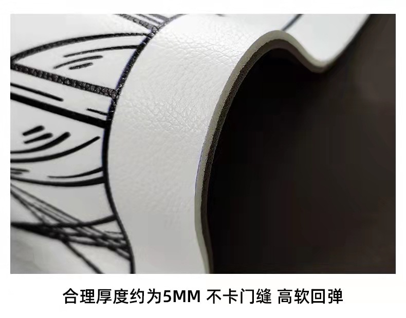 French light luxury leather washable carpet, cut-out for home use, kitchen dirt-resistant floor mat, sketch printed pvc floor mat pic 3