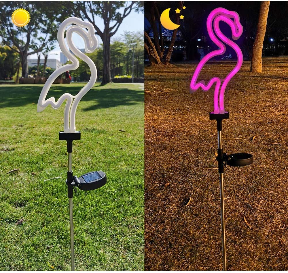 Solar flamingo neon lawn lights, LED sensor courtyard ground plug outdoor garden decorative lights, other outdoor lighting fixtures, other outdoor products pic 4