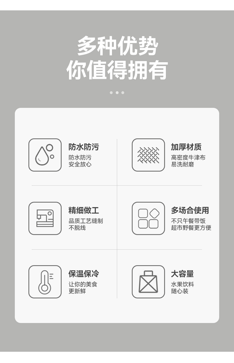 现货新款便当包上班族保温包便当袋商务手提包大容量饭盒袋批发详情2