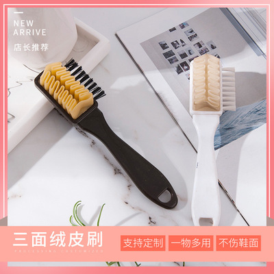 鞋刷子三面绒皮刷 黑色硬毛皮鞋鞋刷子批发 家具用品洗鞋刷清洁刷详情1