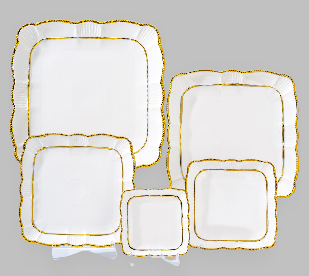 Wholesale of light luxury ceramic tableware sets, high-end gold-plated plates with gold edges pic 4