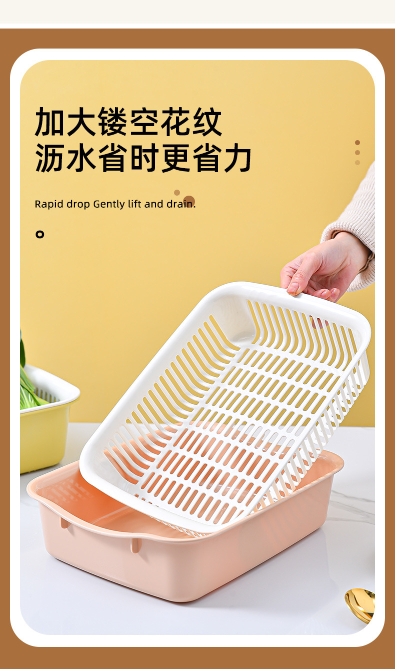 Multi-functional storage basket, fruit plate, Nordic creative double-layer draining basket, plastic household vegetable basin, kitchen and living room pic 4