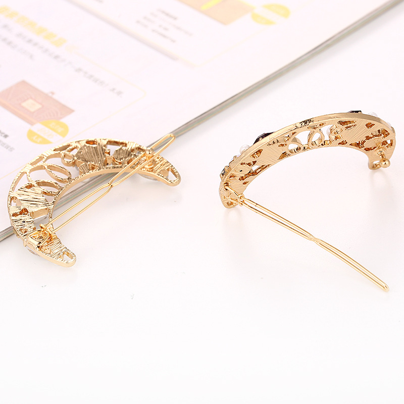 New Korean-style moon crystal hair clip with floral and diamond-encrusted all-purpose frog fringe hair clip supply pic 8