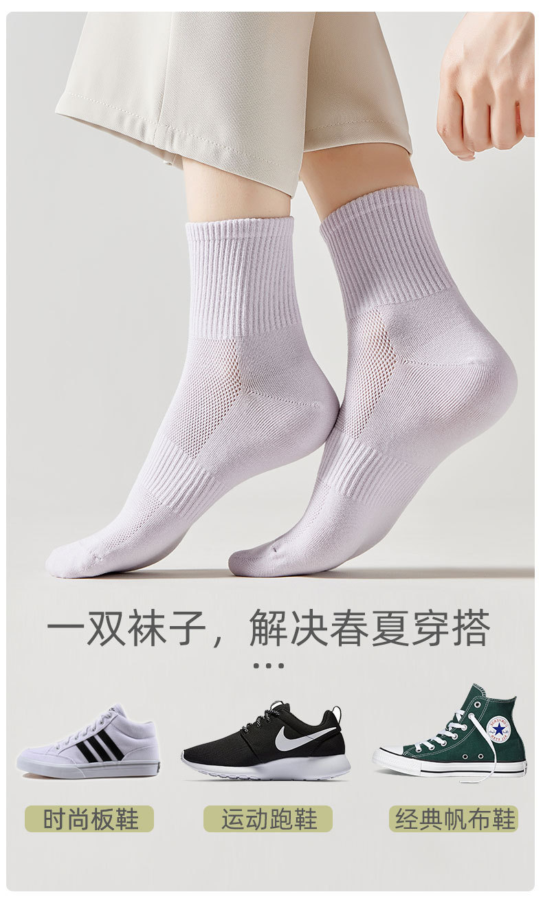 春夏季薄款纯棉抗菌中筒袜防臭吸汗透气长袜女士夏天棉袜详情5