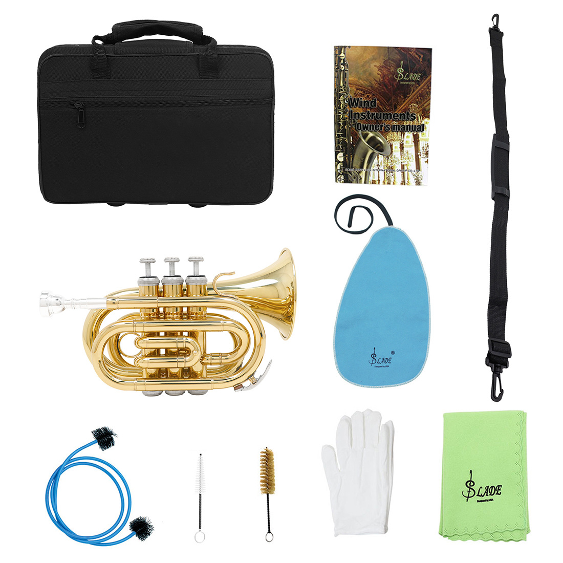 LADE palm horn, made of brass, is a portable pocket cordon for adult students, specializing in playing brass instruments pic 7