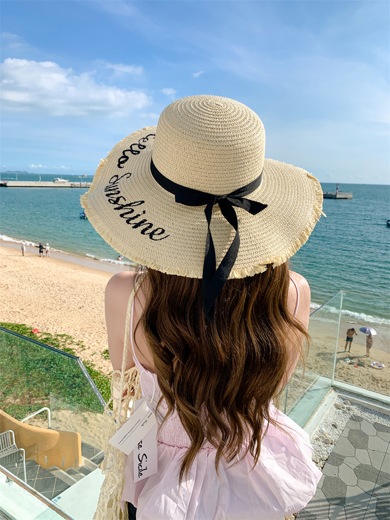 加大帽檐时尚遮阳帽子女士夏季休闲百搭字母防晒太阳帽韩版潮盆帽详情15
