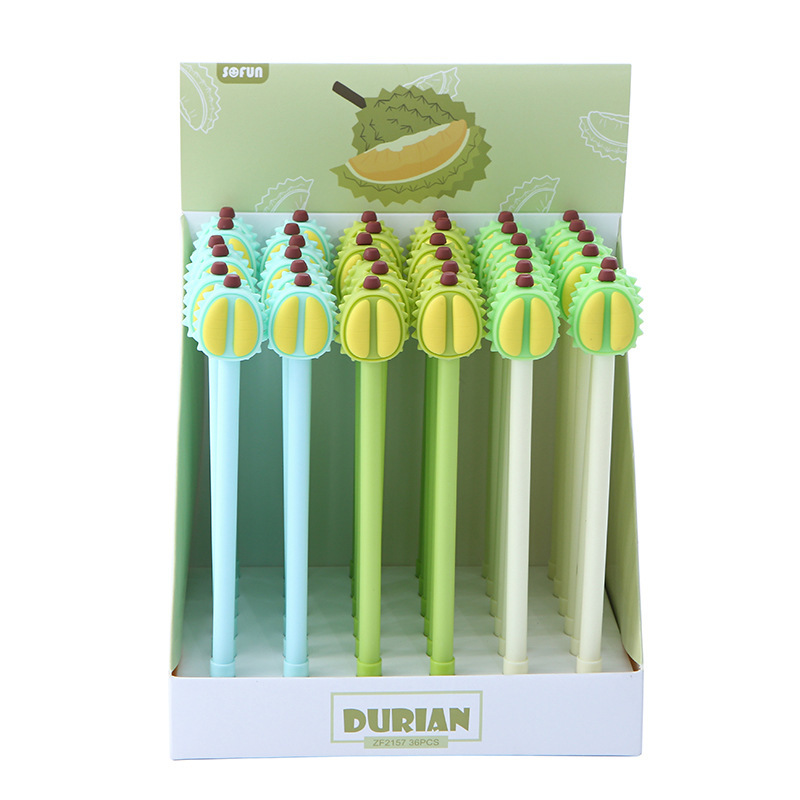 Korean version silicone cartoon gel pens, fruit durian-shaped silicone gel pens, 36 pieces per box wholesale customization pic 2