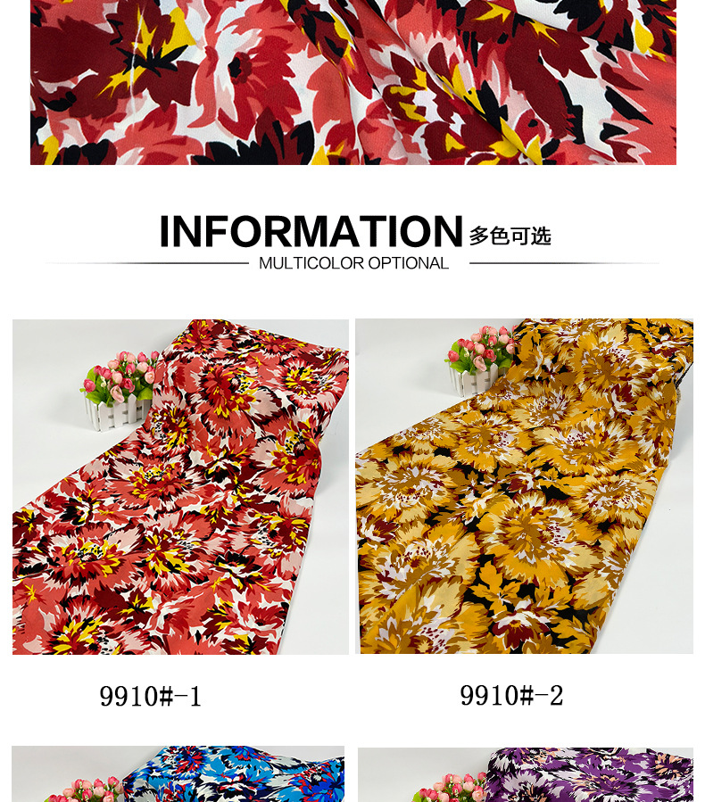 Fashionable tie-dyed printed polyester fabric dress, plain weave forged printed fabric in stock, large print broken card printed fabric pic 13