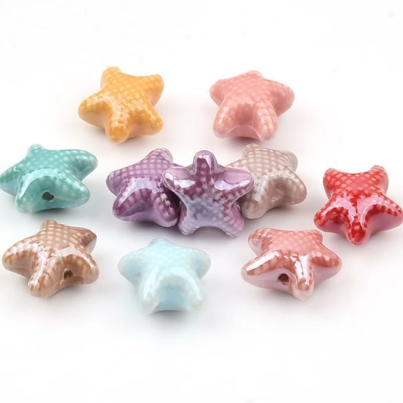 Simple and colorful ceramic pearlescent surface fish five-petal flower beads scattered beads diy handcrafted beaded bracelet decoration accessories pic 45