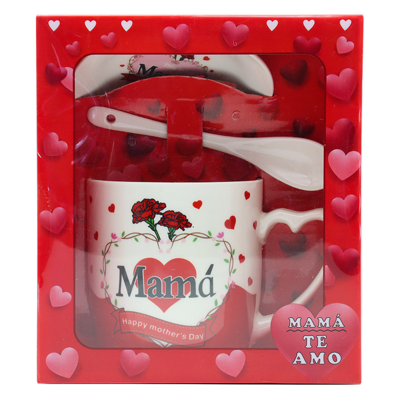 创意镀金西语母亲节陶瓷马克杯牛奶杯大容量杯具外贸专供带柄勺托盘咖啡杯套装送妈妈的礼物工厂直供支持多语做客logo详情7