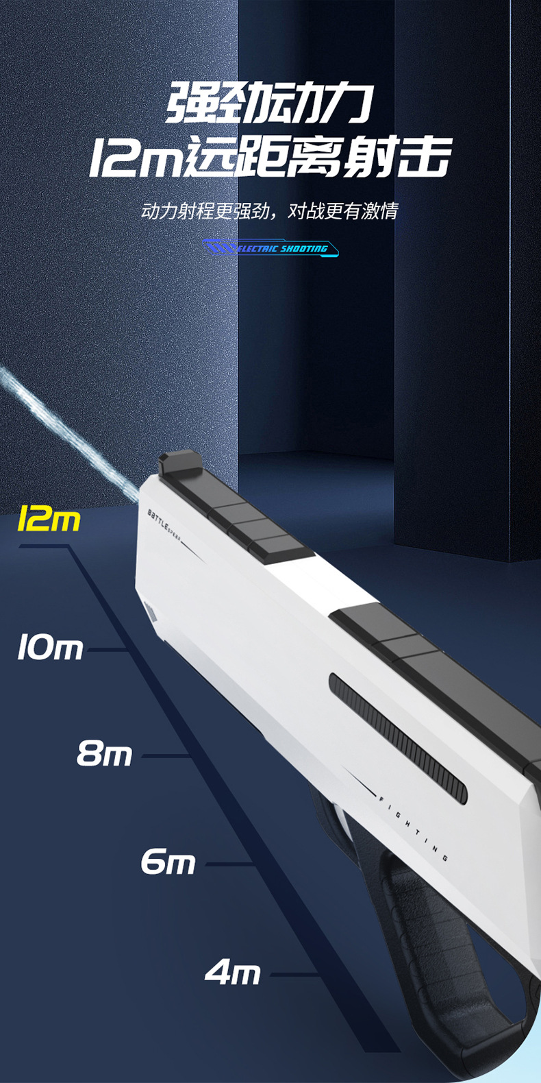 新款电动连发水枪电动吸水远射程高速连发滋水枪室外戏水玩具批发详情3