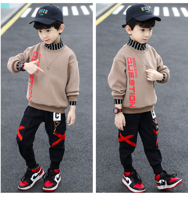 男童加绒卫衣2023新款中大儿童男孩秋冬款加厚保暖上衣冬季酷帅潮详情13