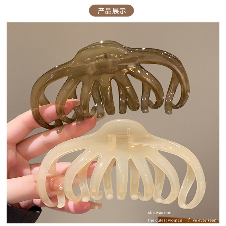 2024夏季新款网红盘发鲨鱼夹发量多抓夹大号发夹法式复古发抓批发详情3