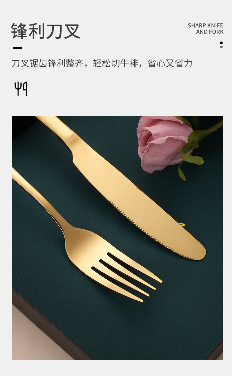 跨境亚马逊不锈钢餐具套装 便携式创意西餐具刀叉勺吸管组合礼品详情10