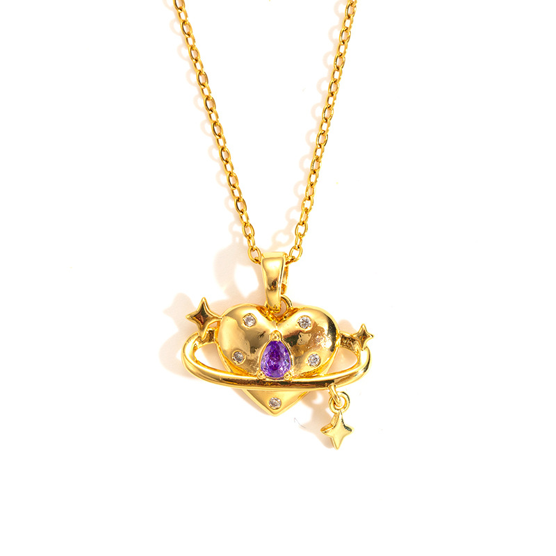 Damilla Original Return to Earth Heart-shaped entwined Necklace for Women's Light Luxury Planet Niche Moonstone collarbone chain wholesale pic 11