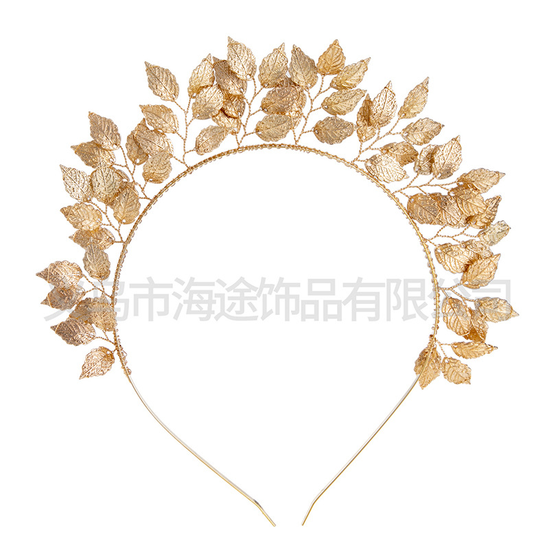 Korean-style best-selling golden alloy leaf bridal headwear, hair bands, wedding hair accessories, studio style accessories, wedding ornaments pic 4