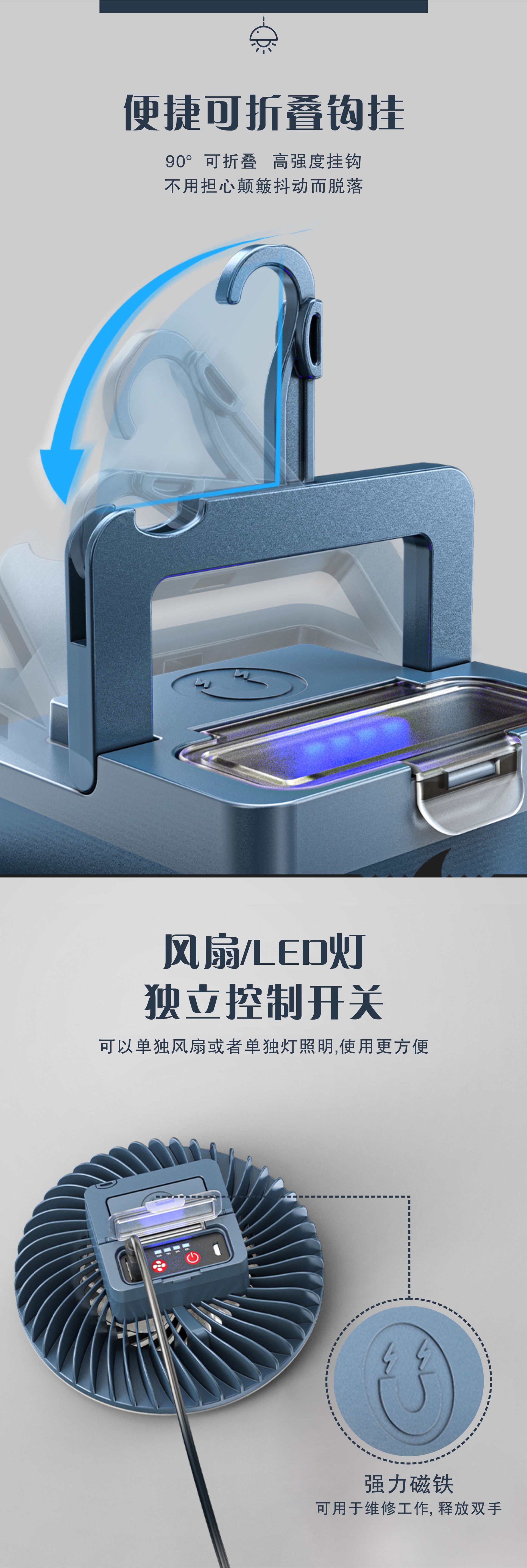 Street stalls, night markets, outdoor fans, camping lights, portable LED charging fan lights, camping lights, tent lights, hanging lights pic 8