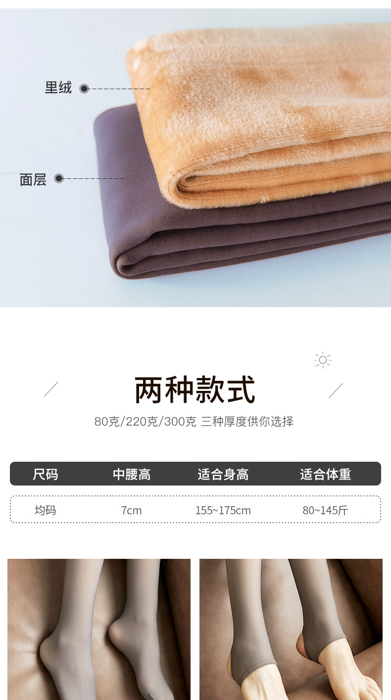 加厚加绒透肤打底裤女秋冬透肉连裤袜跨境大码一体裤水光花仙子连裤袜透黑丝打底袜光腿神器打底袜丝袜详情5