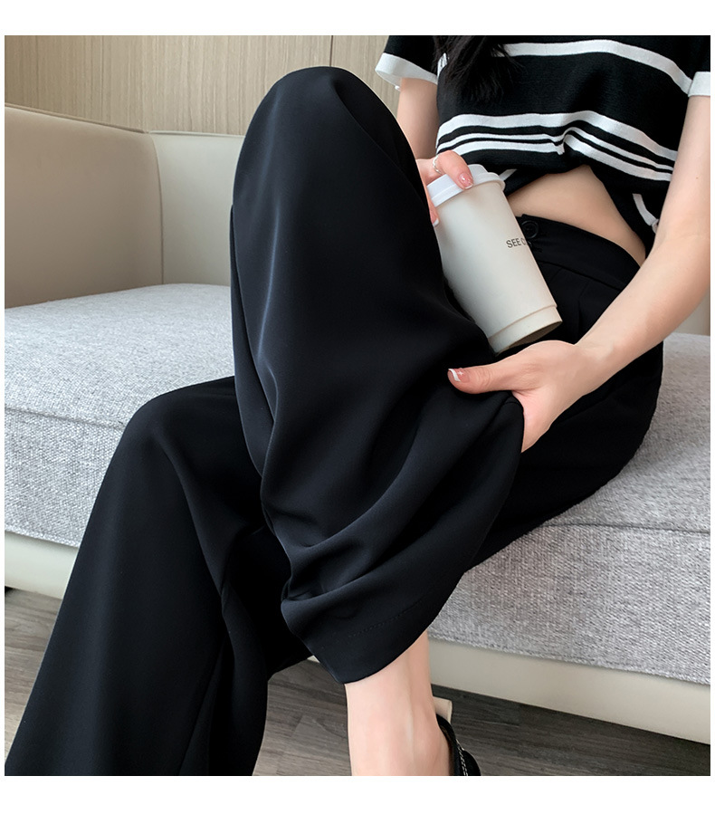 王奕婷同款西装阔腿裤女春秋夏显瘦垂感梨形身材双扣休闲直筒拖地详情19