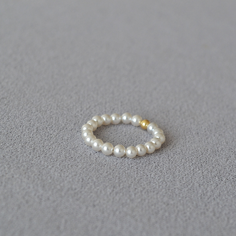 A 14K gold-encrusted small gold bead from the United States, a delicate and simple handcrafted finger ring imitating the small pearls of the Shi family pic 8