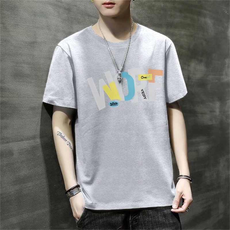 夏季男士短袖t恤圆领丅恤夏装潮牌体桖潮流打底衫修身上衣服半袖详情14