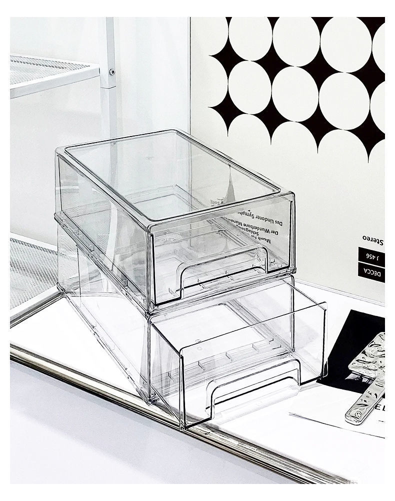 Mask storage box, light luxury transparent acrylic drawer-style cosmetics storage, dust-proof large-capacity desktop storage pic 3