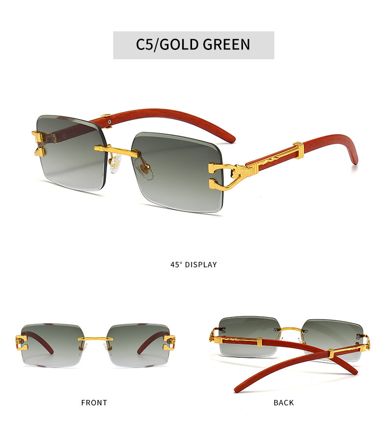 新款时尚无框太阳镜男款个性豹子木纹镜腿方框墨镜女潮跨境批发详情10