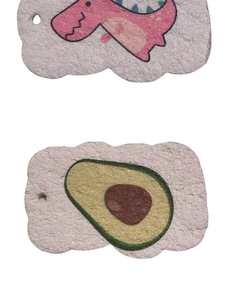 Cartoon kitchen, compressed wood pulp sponge, dishwashing sponge, cute cleaning, oil-free, stain-removing, water-absorbing, printed brush pic 8