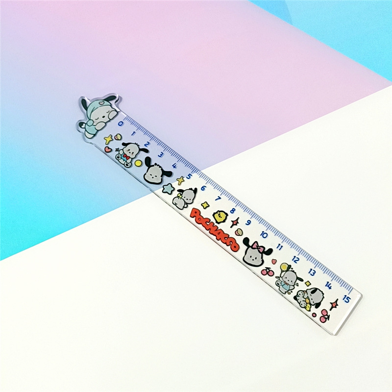 Cute and creative Sanrio cartoon pattern acrylic double-layer transparent student measuring 15CM stationery ruler pic 5