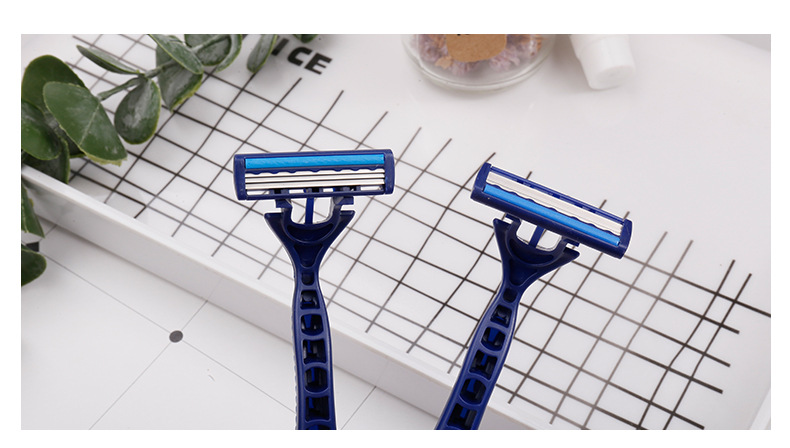 宾馆酒店一次性剃须刀厂家直供双层不锈钢刮胡刀橡胶柄剃须刀详情8