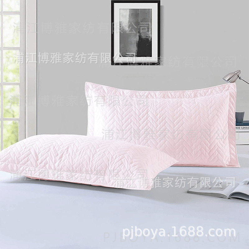 Boya Wholesale Fleece 3D ultrasonic Spring and Summer plain pillowcase, embossed cotton fabric embroidered washed quilt, pillowcase quilting pic 16