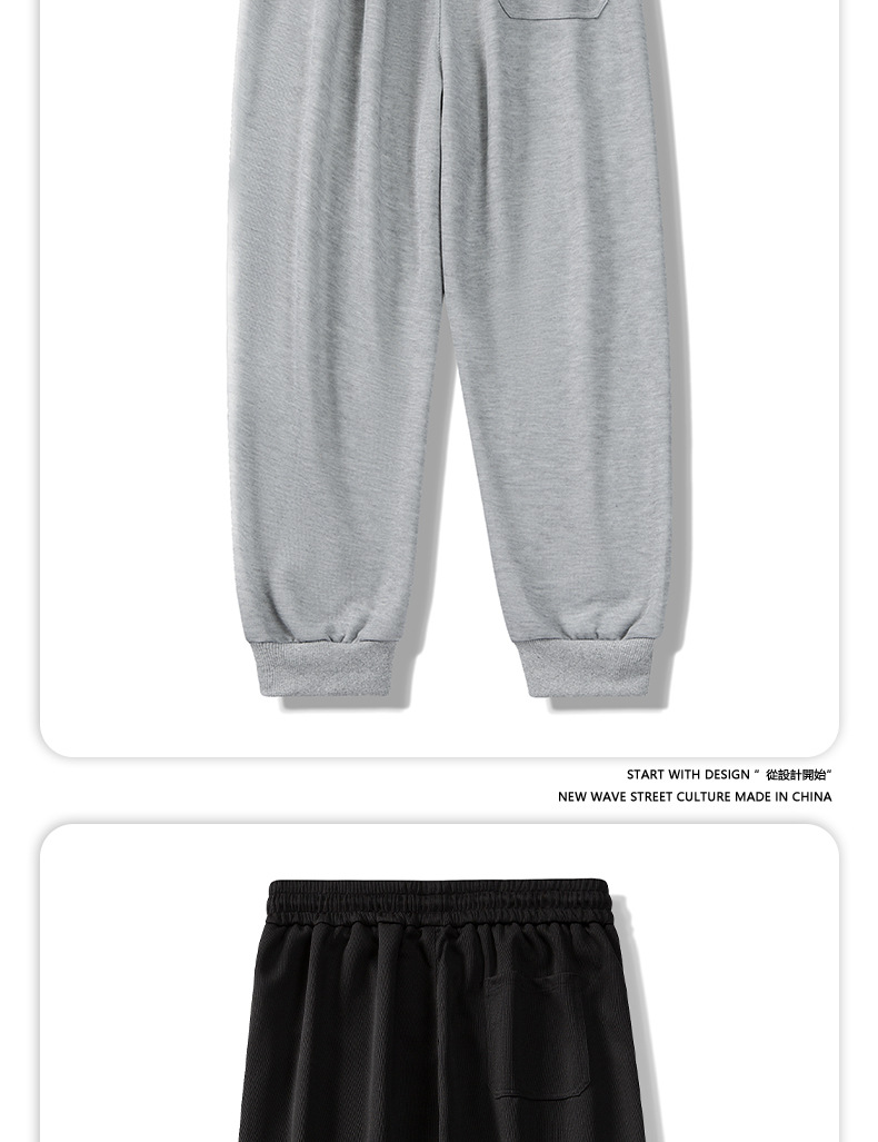 2022 Autumn new collection: Solid-color knitted sweatpants for men, drawstring tapered casual pants, threaded fabric sports pants for men pic 10